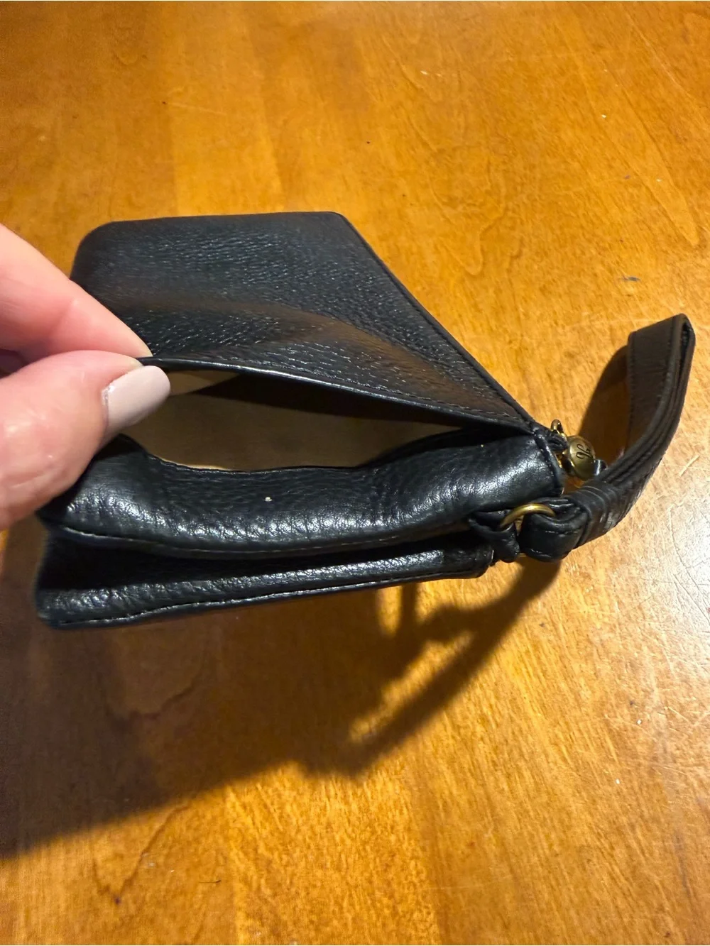 Hobo Black Leather Wristlet Double Zip